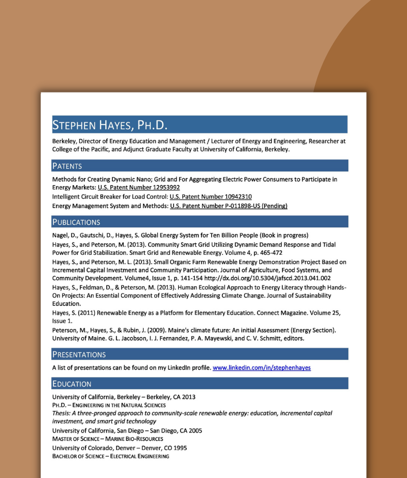 Sample of an Executive Resume with an Education Section